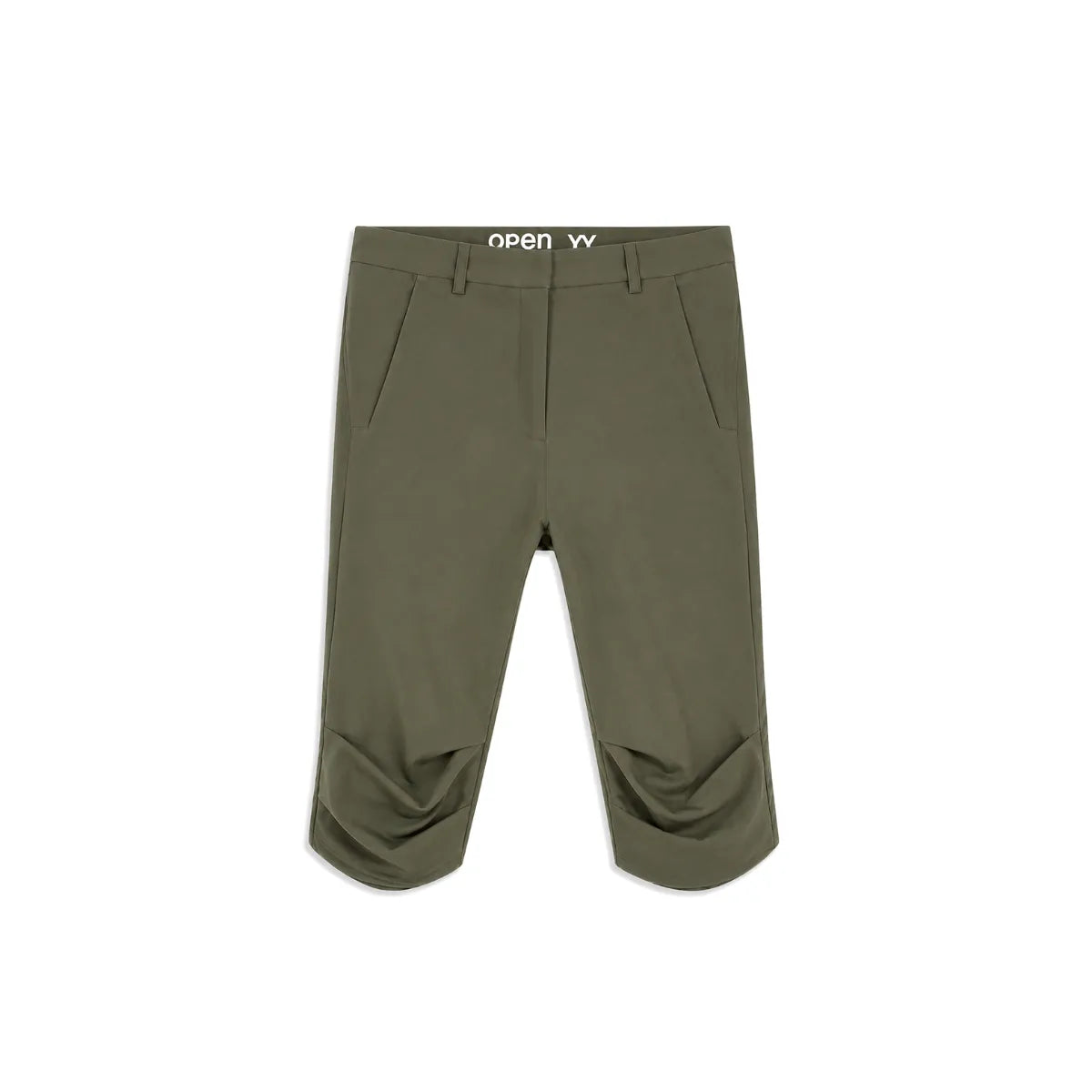OPEN YY Round Cut Capri Shorts in Khaki Green