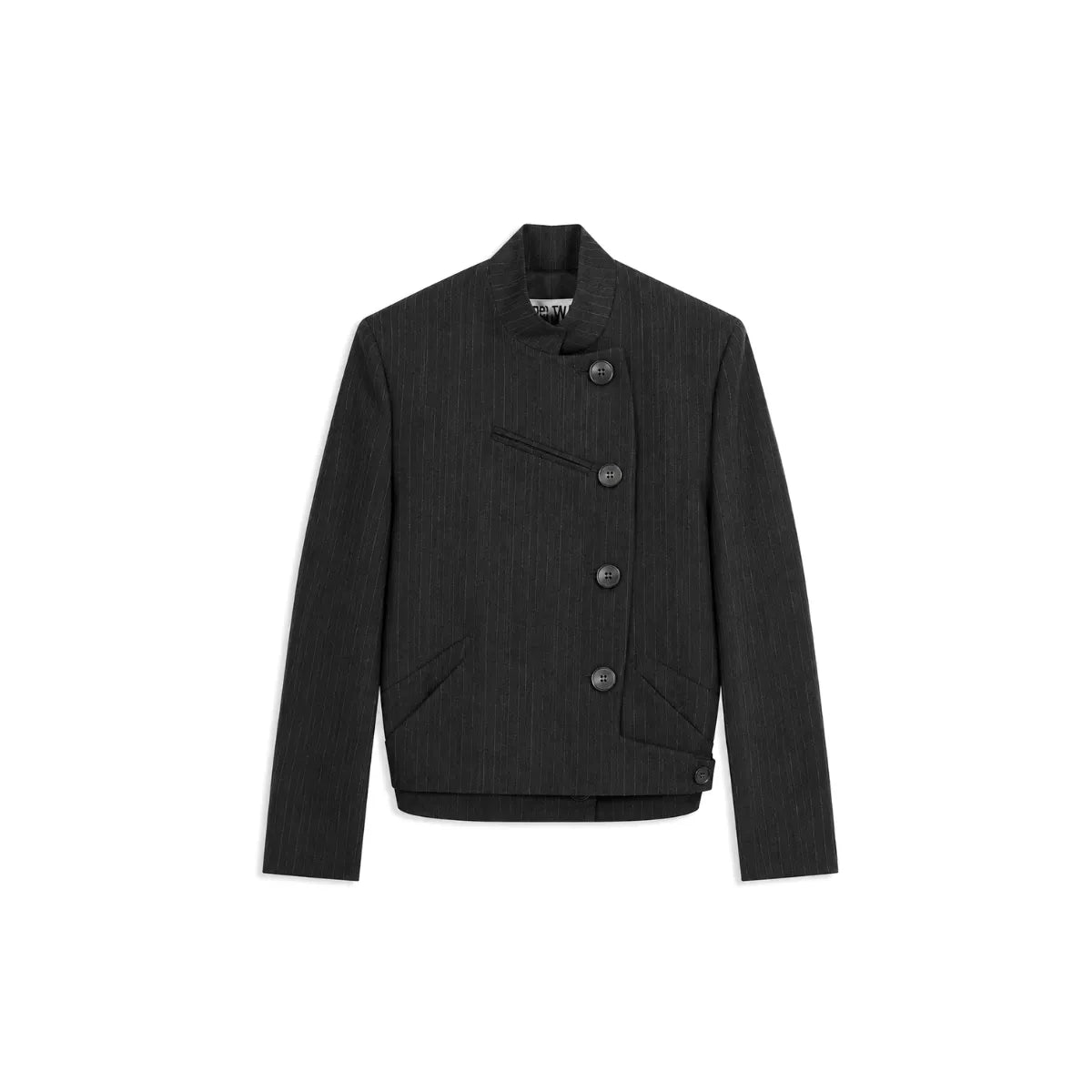 OPEN YY Stripe Double-Breasted Blazer in Black