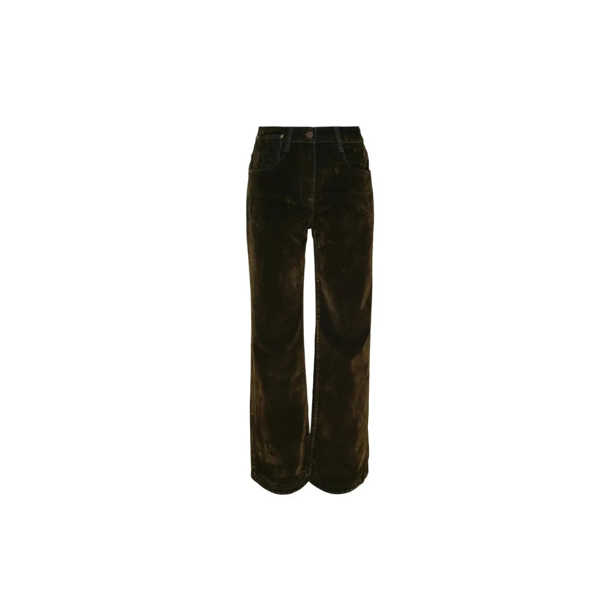 OPEN YY Velvet Denim Curved Jean in Green