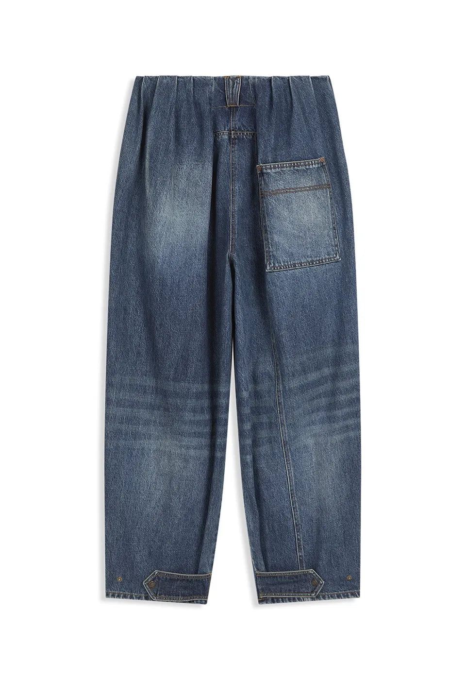 Back view of OPENYY Full Gathered Jeans in Blue