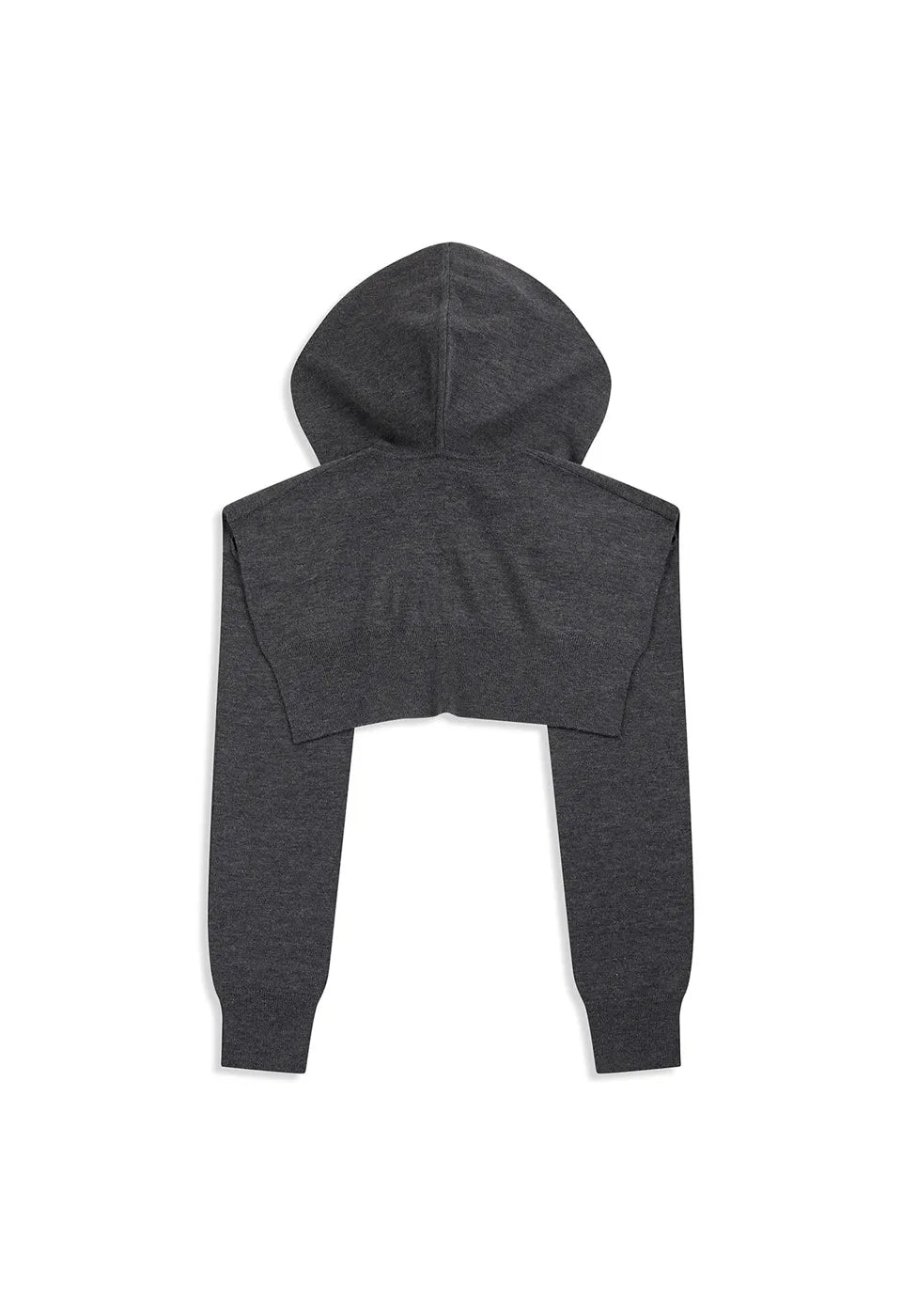 Back view of OPENYY Knitted Hoodie Sleeve Layer in Grey