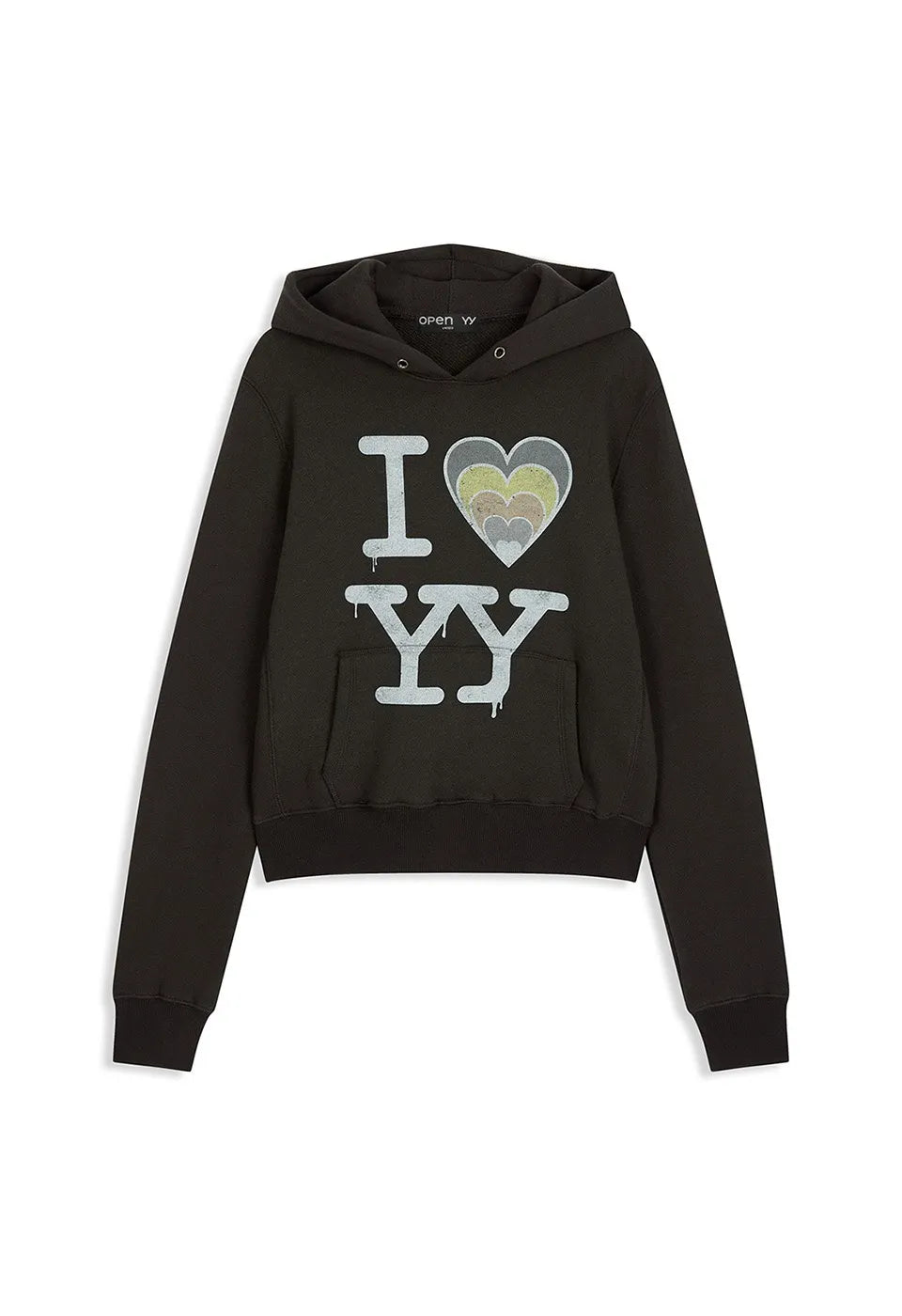 OPENYY Knitted I Love YY Fit Hoodie in Black