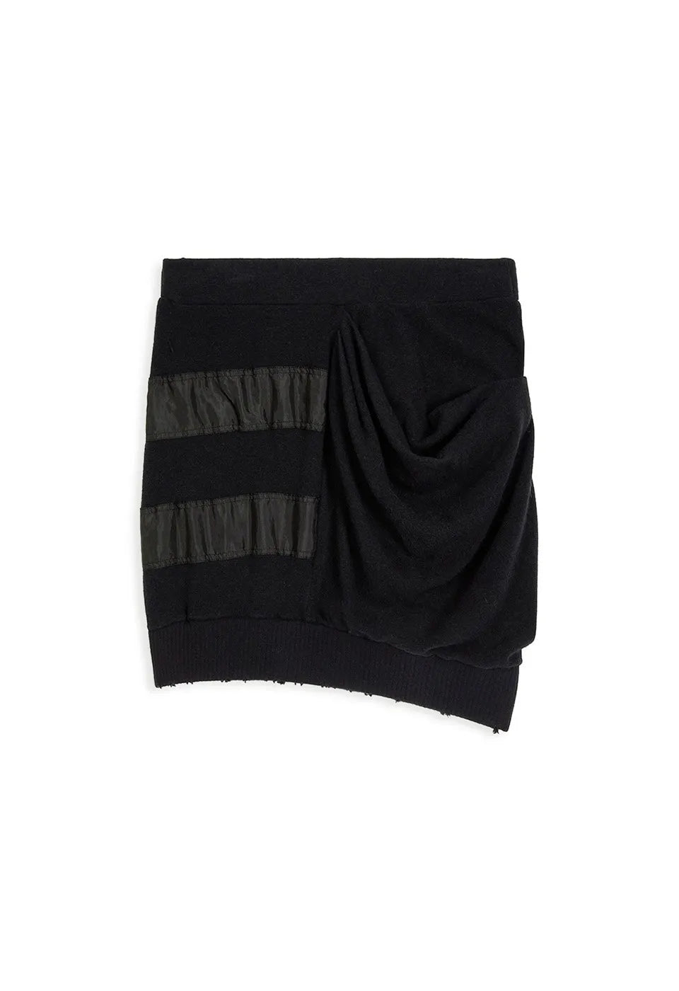 Back view of OPENYY Knitted Slouchy Panel Skirt in Black