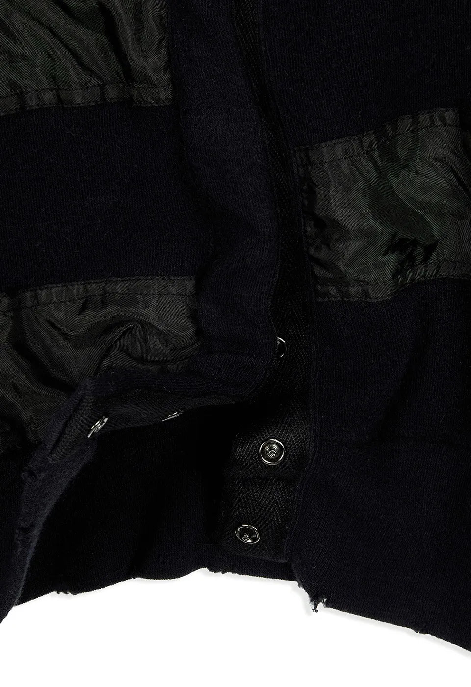 Detail of OPENYY Knitted Slouchy Puff Panel Cardigan in Black