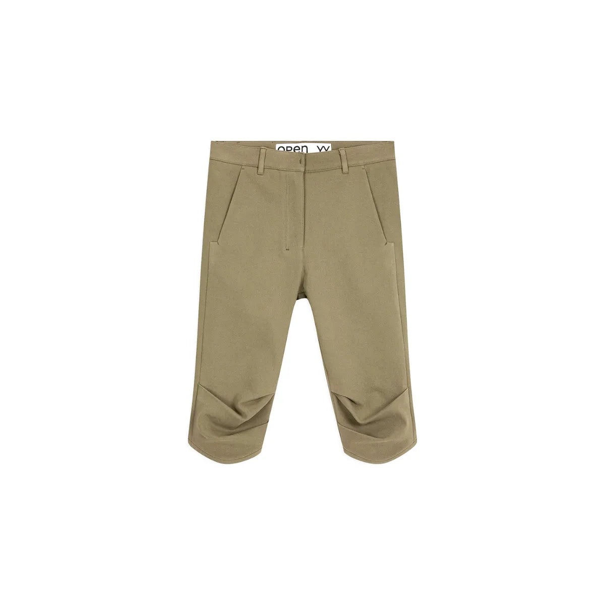 OPENYY Round Cut Capri Shorts in Khaki Green