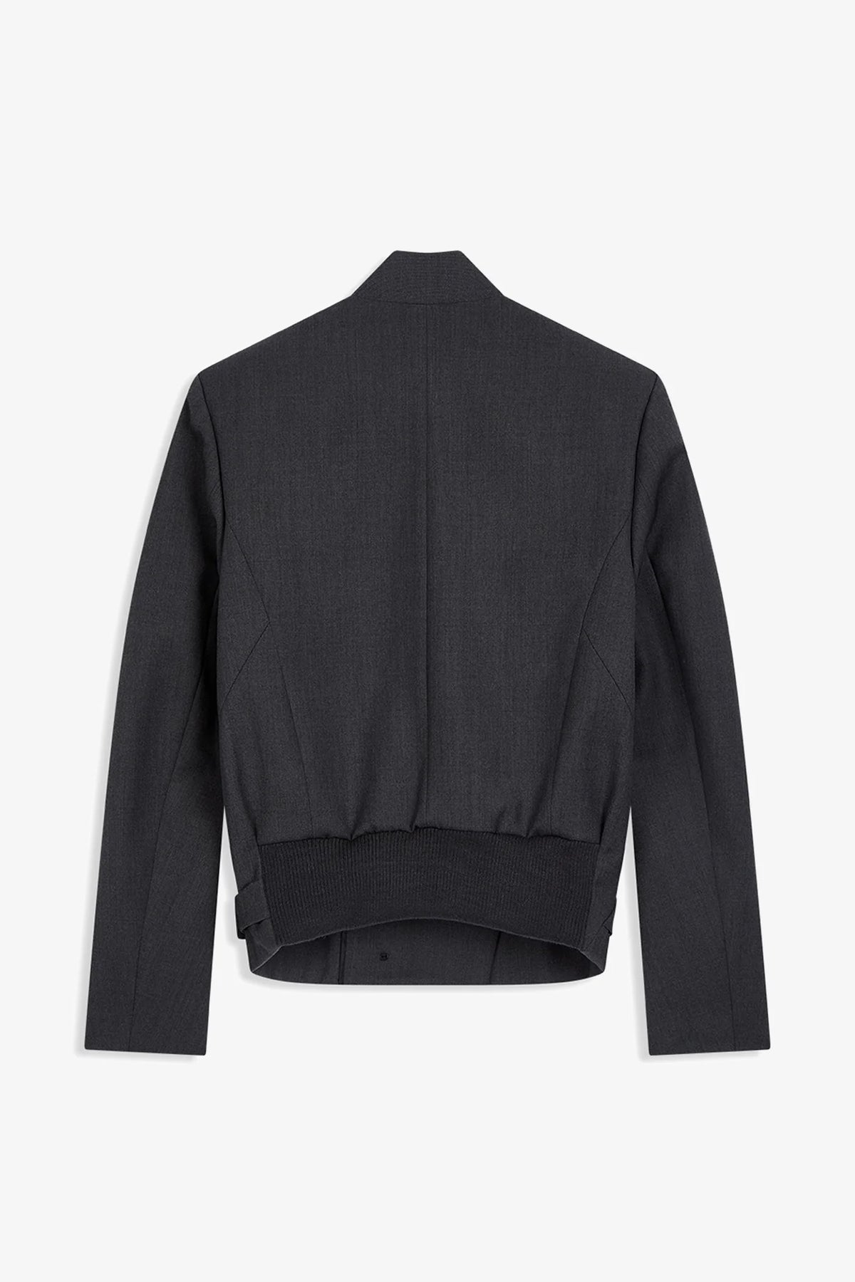Back view of OPENYY Stripe Double-Breasted Blazer in Black