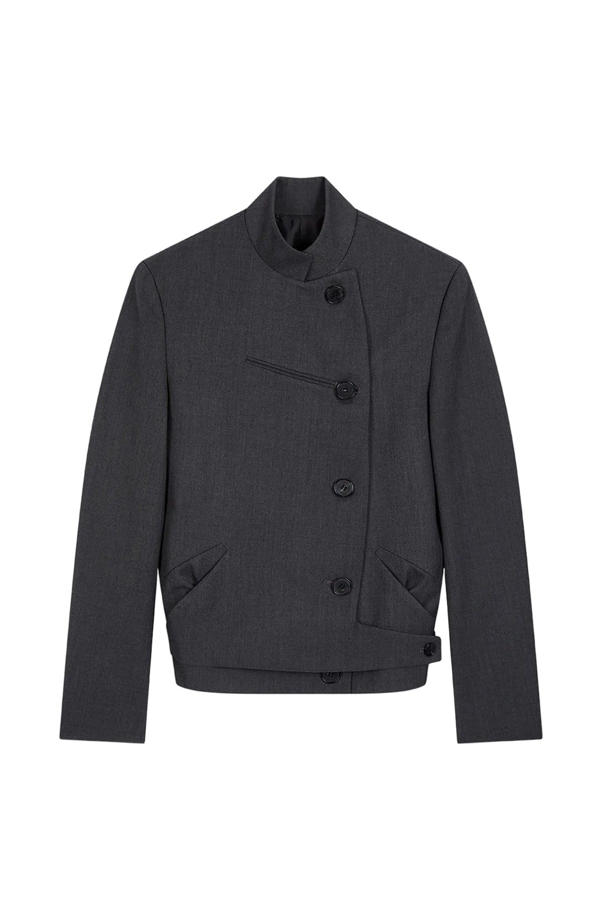 OPENYY Stripe Double-Breasted Blazer in Black