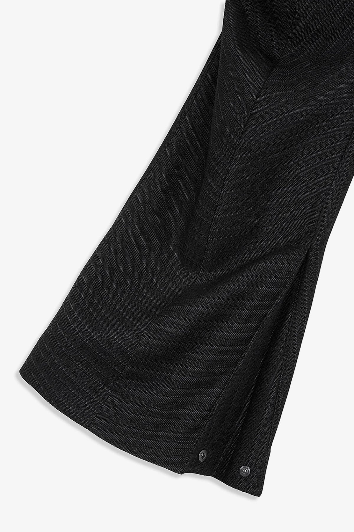 Fabric detail of OPENYY Stripe Tailored Bootcut Pants in Black