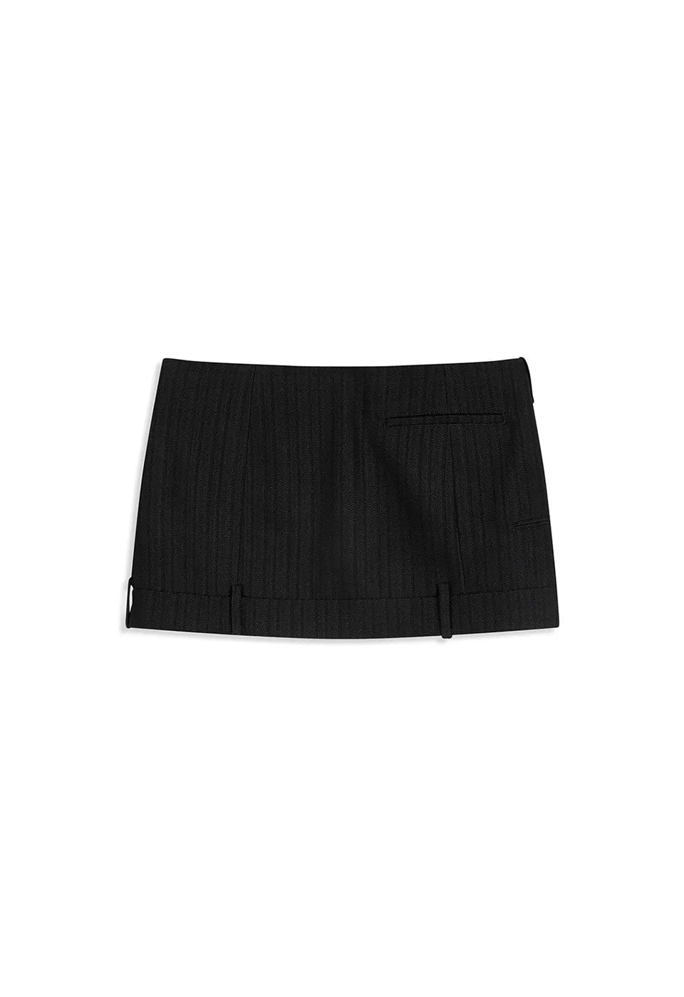 Back view of OPENYY Tailored Trouser Mini Skirt in Black