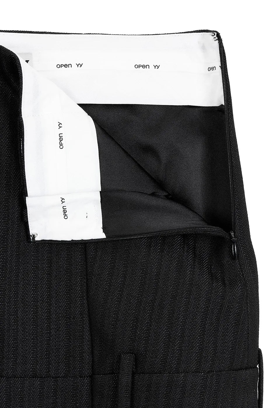 Detail of OPENYY Tailored Trouser Mini Skirt in Black