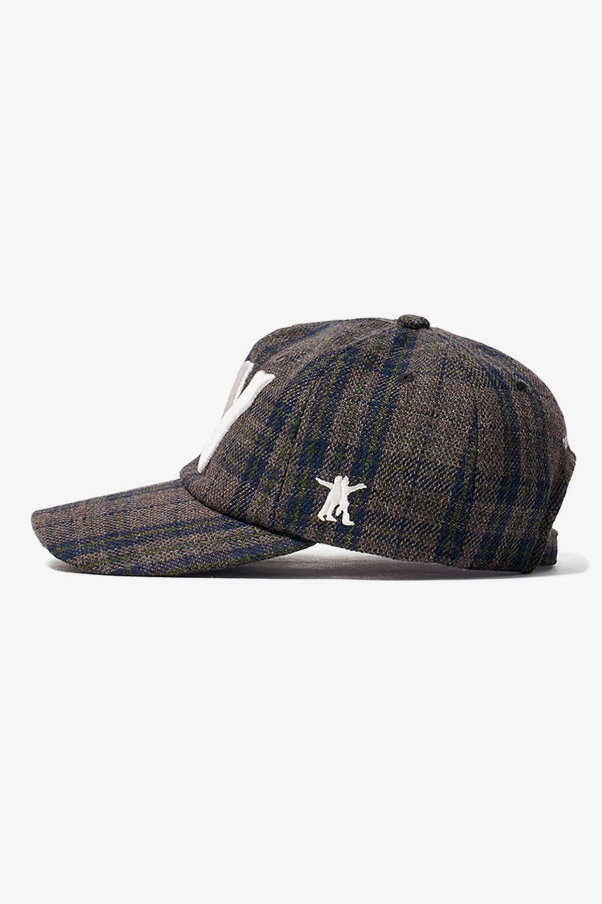 Side view of OPENYY YY Checkered Heart Bone Ball Cap in Brown