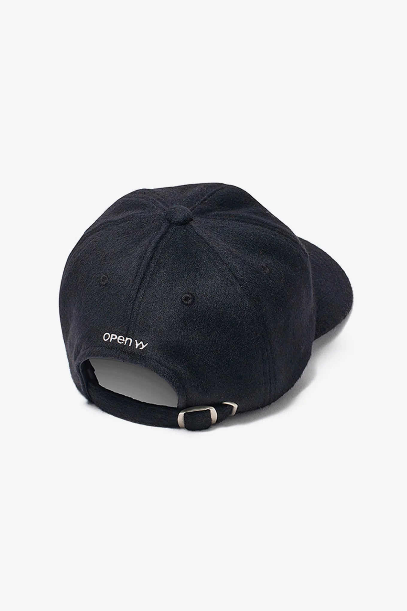 Back view of OPENYY YY Wool Heart Bone Ball Cap in Black