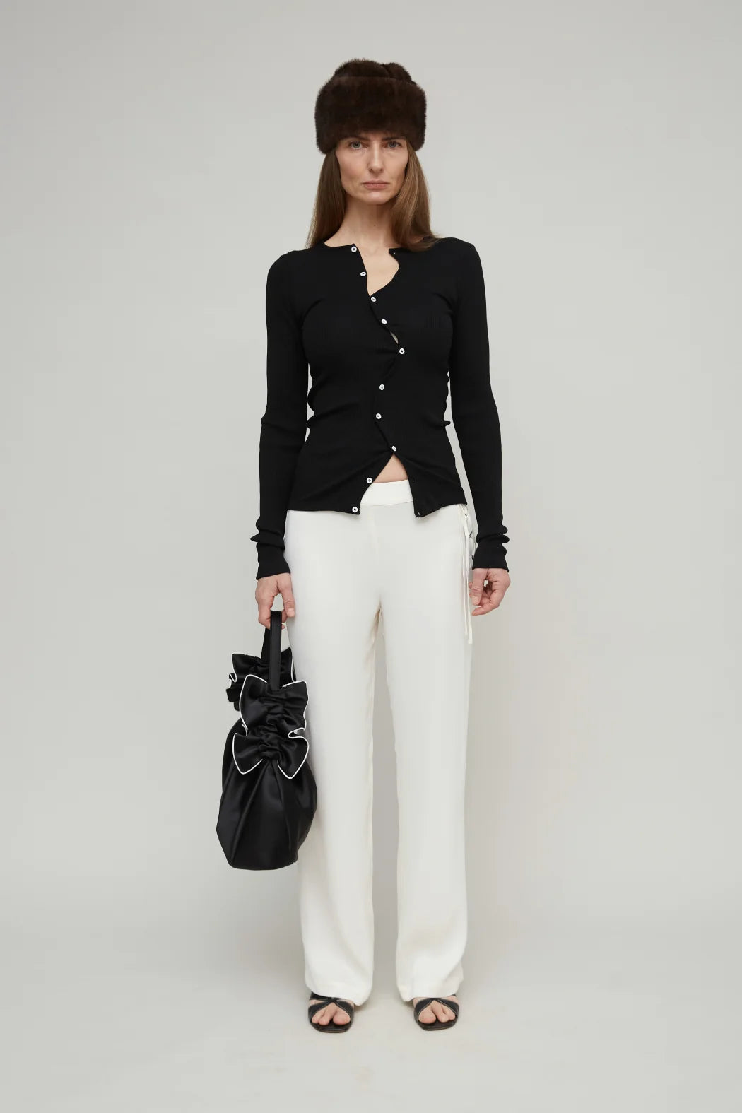 OpéraSPORT Claire Seamless Cardigan in Black worn.