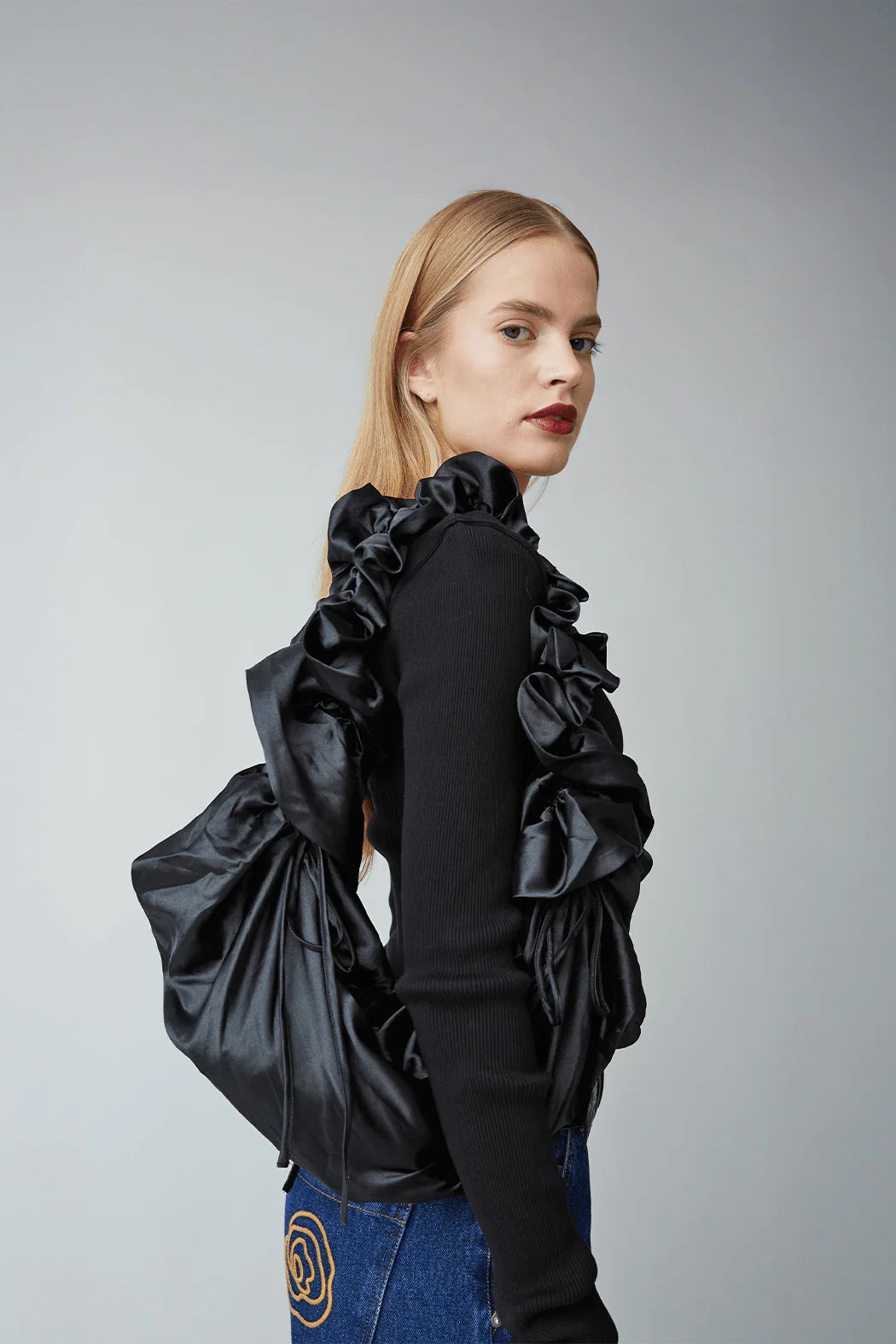 Model wearing OperaSPORT Shirley Bag Black