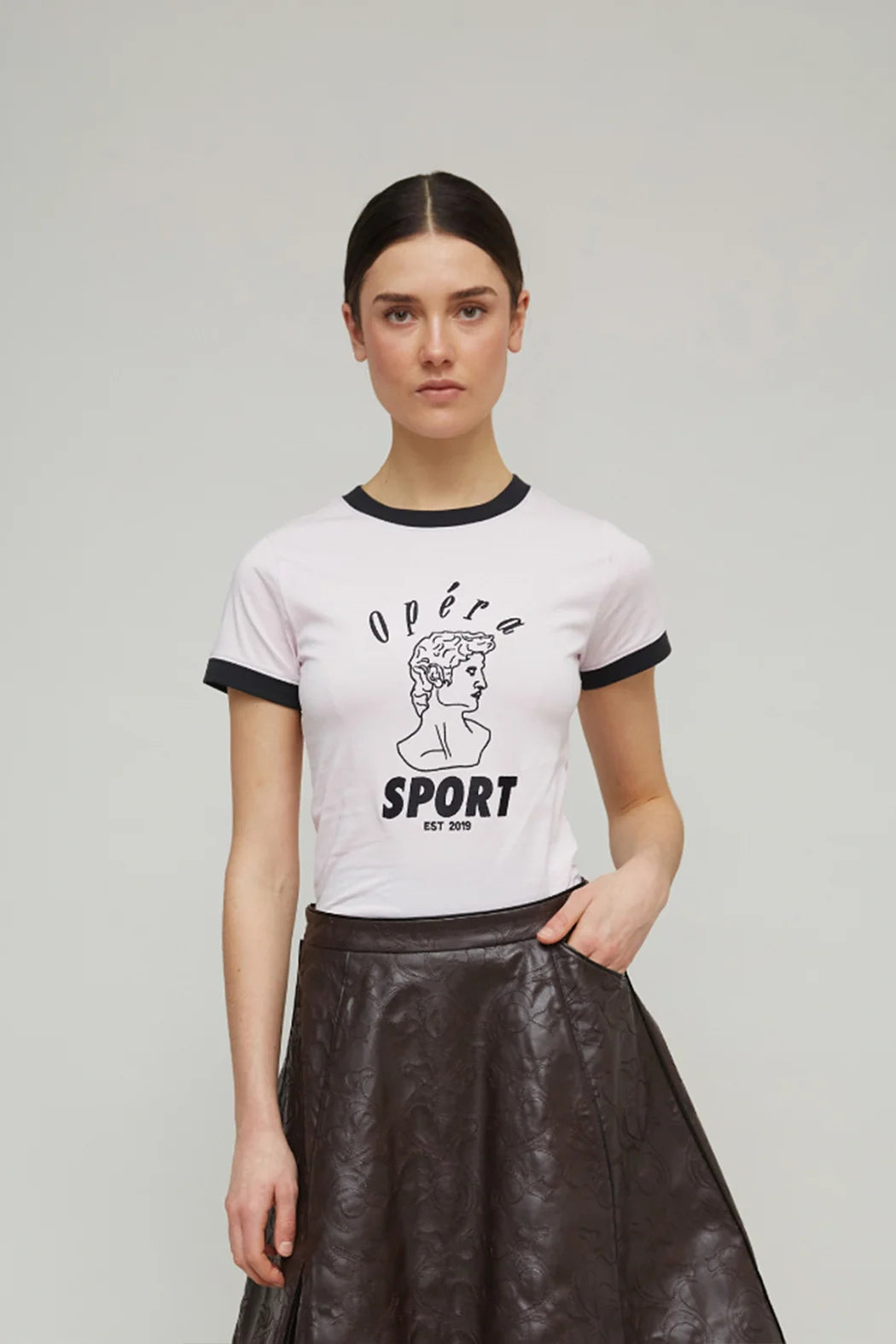 OperaSport Teresa Mini Tee Pink worn by model front view