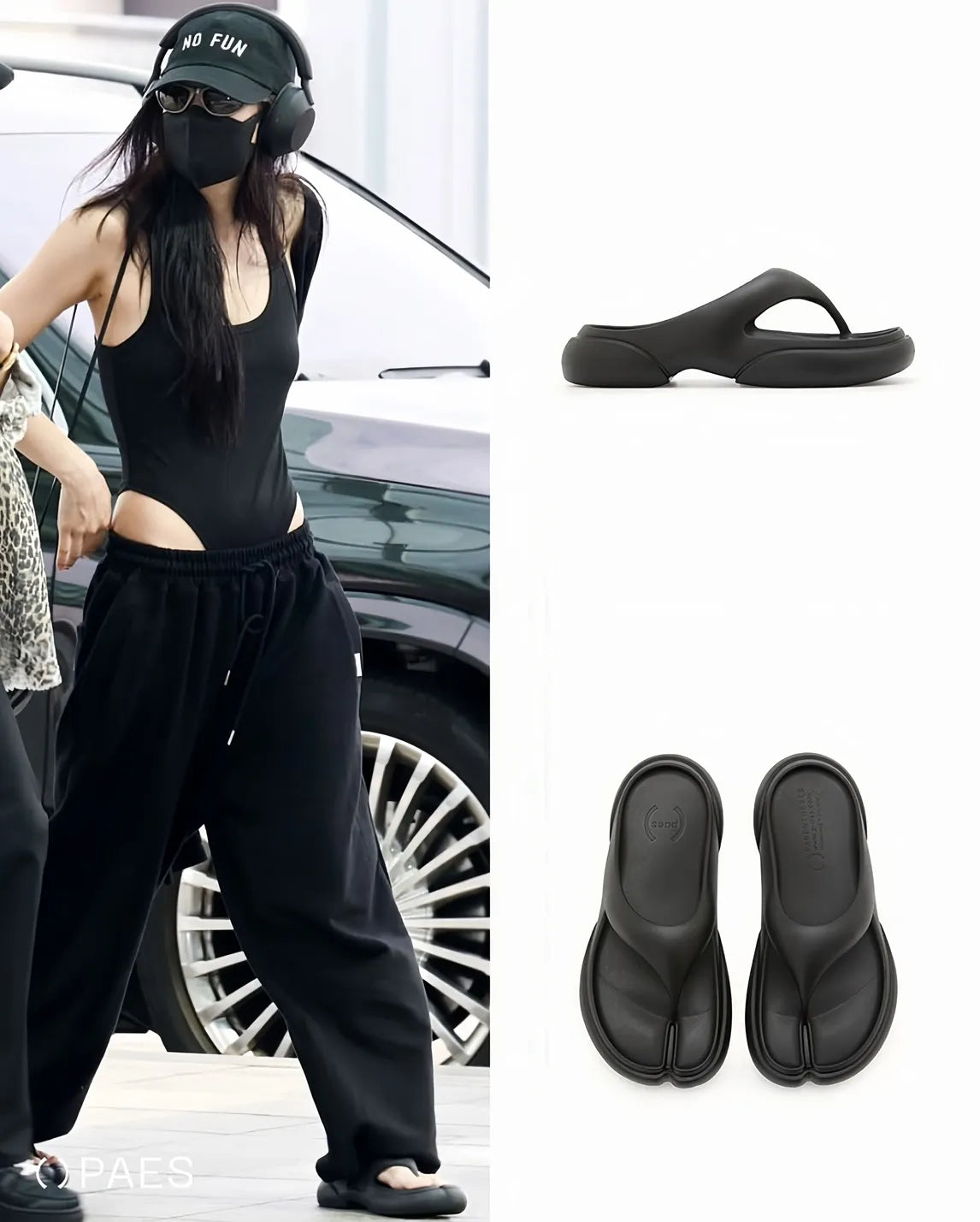 Model wearing PAES Flipflop 02 Black