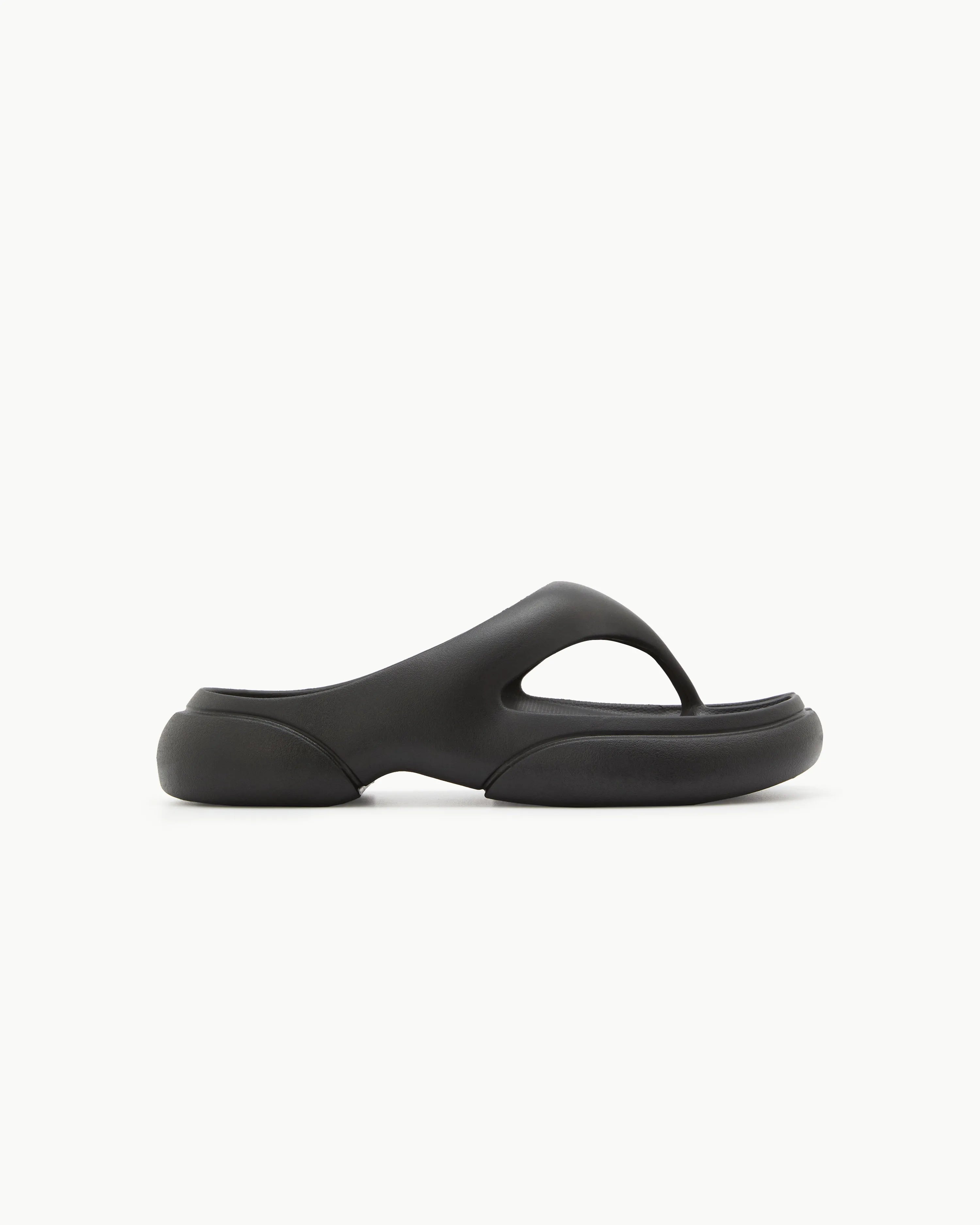 Side view of PAES Flipflop 02 in Black