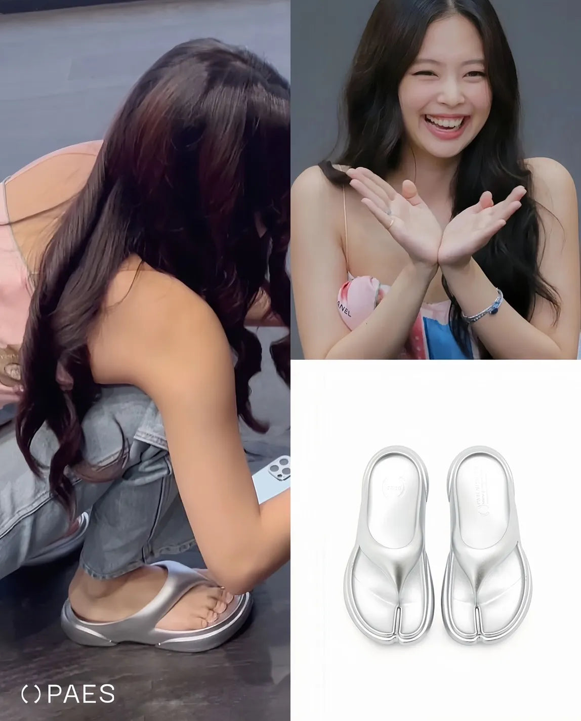Model wearing PAES Flipflop 02 Silver