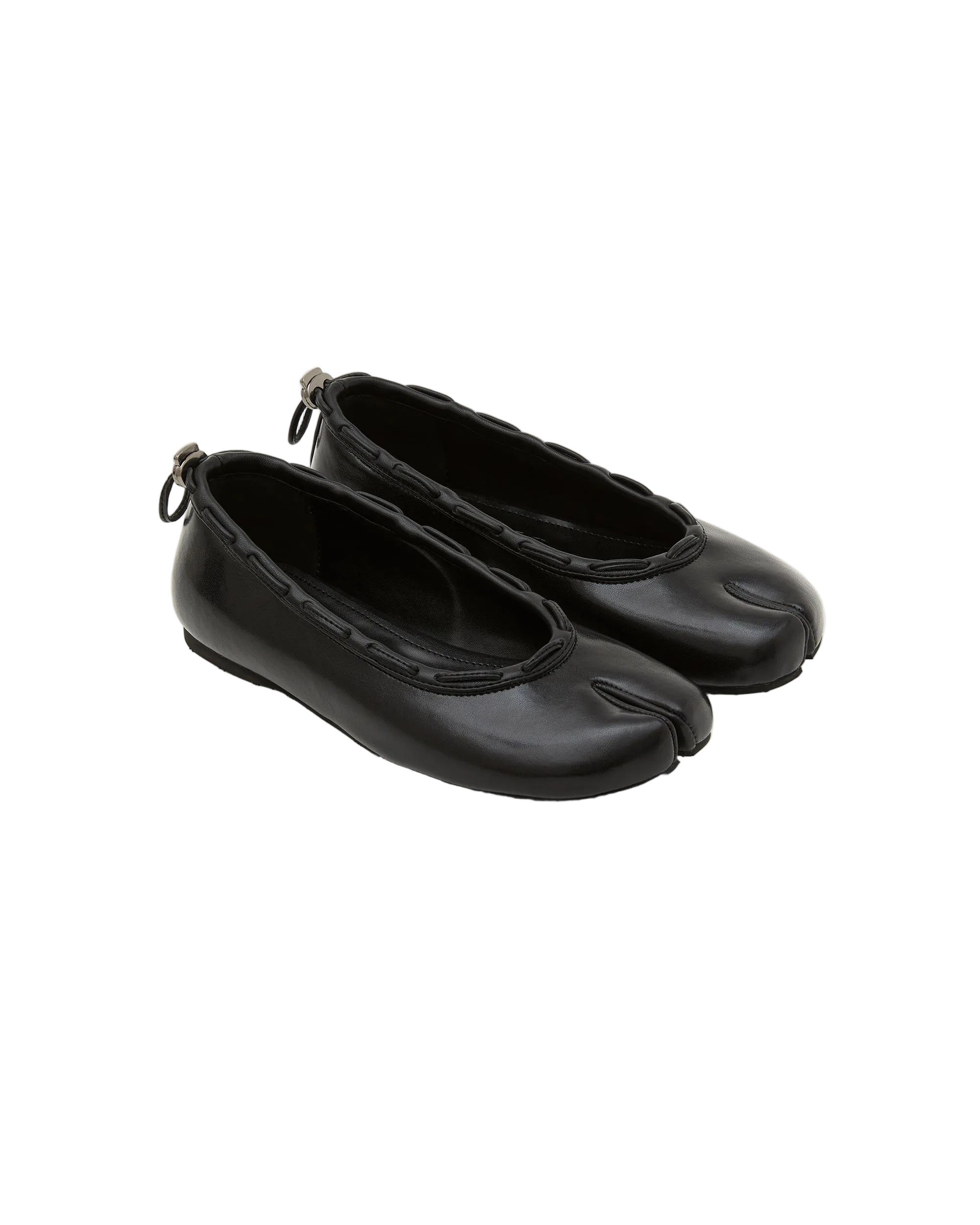 Paes Leather String Flat in Black