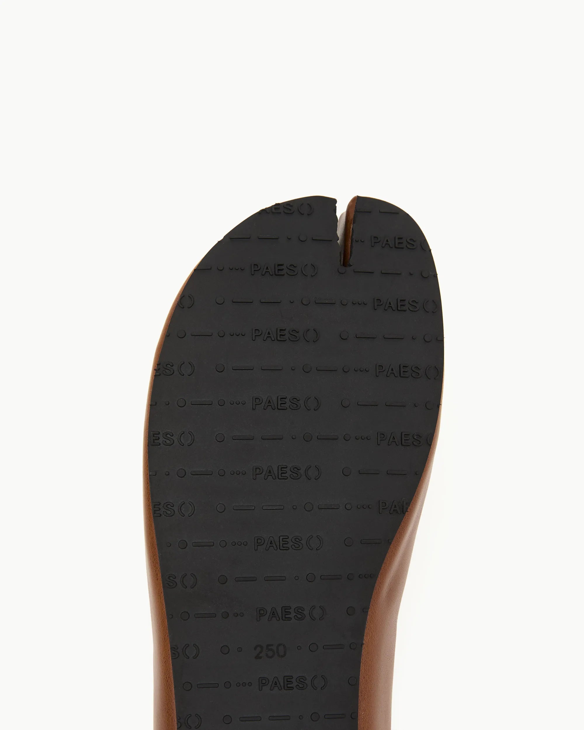 PAES leather string flat brown outsole and pair view tabi shoes