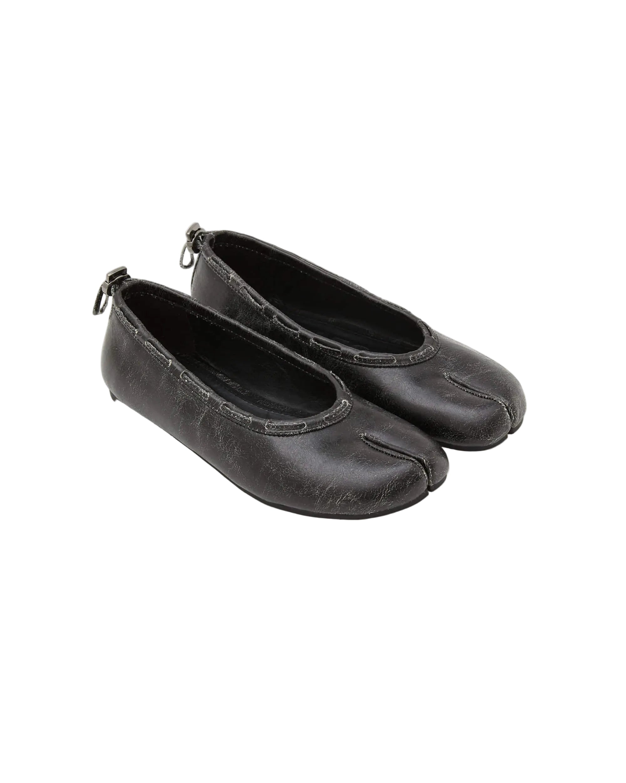 PAES Leather String Flat Vintage Black | LAY Bangkok.
