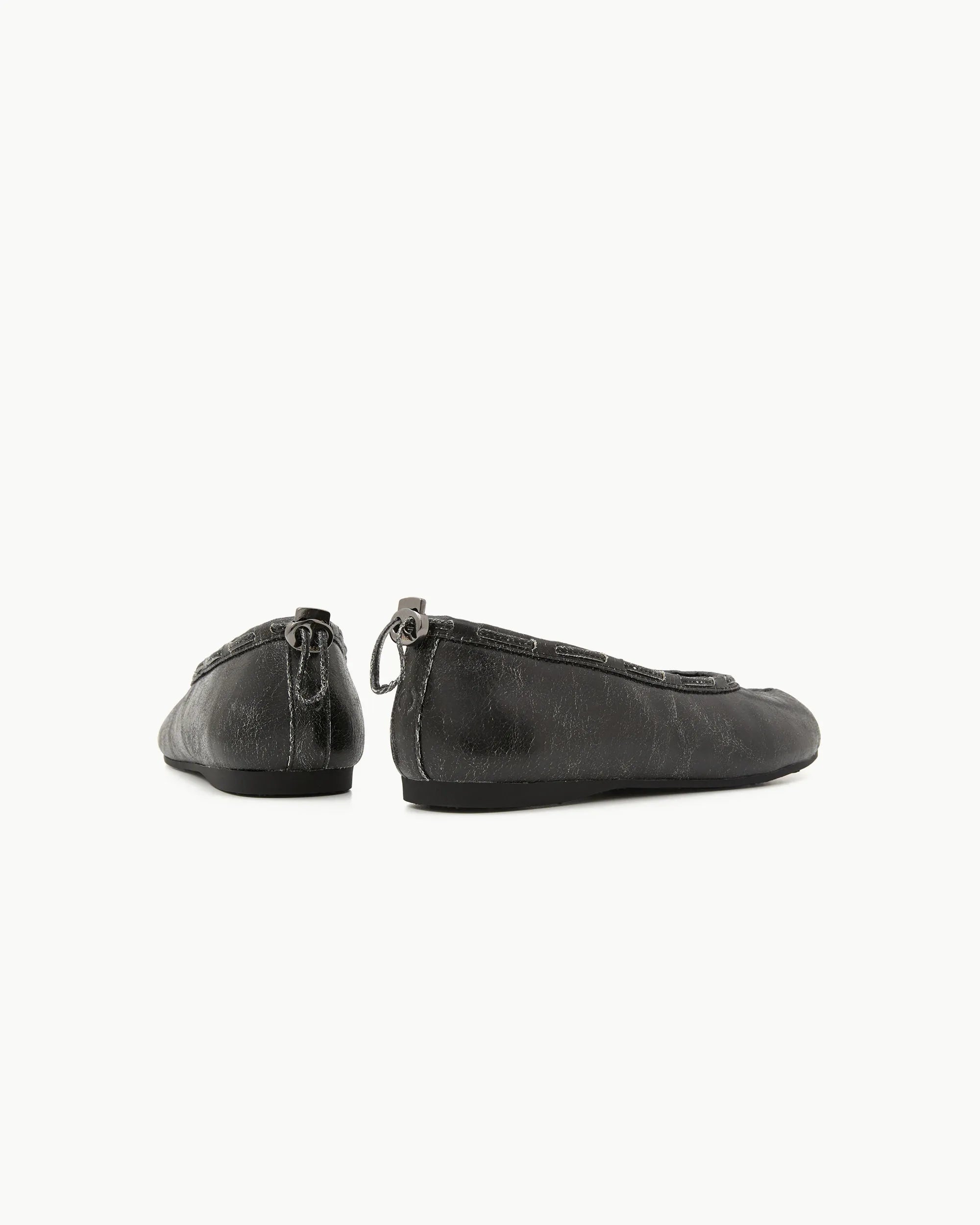 Pair view of PAES Leather String Flat in Vintage Black