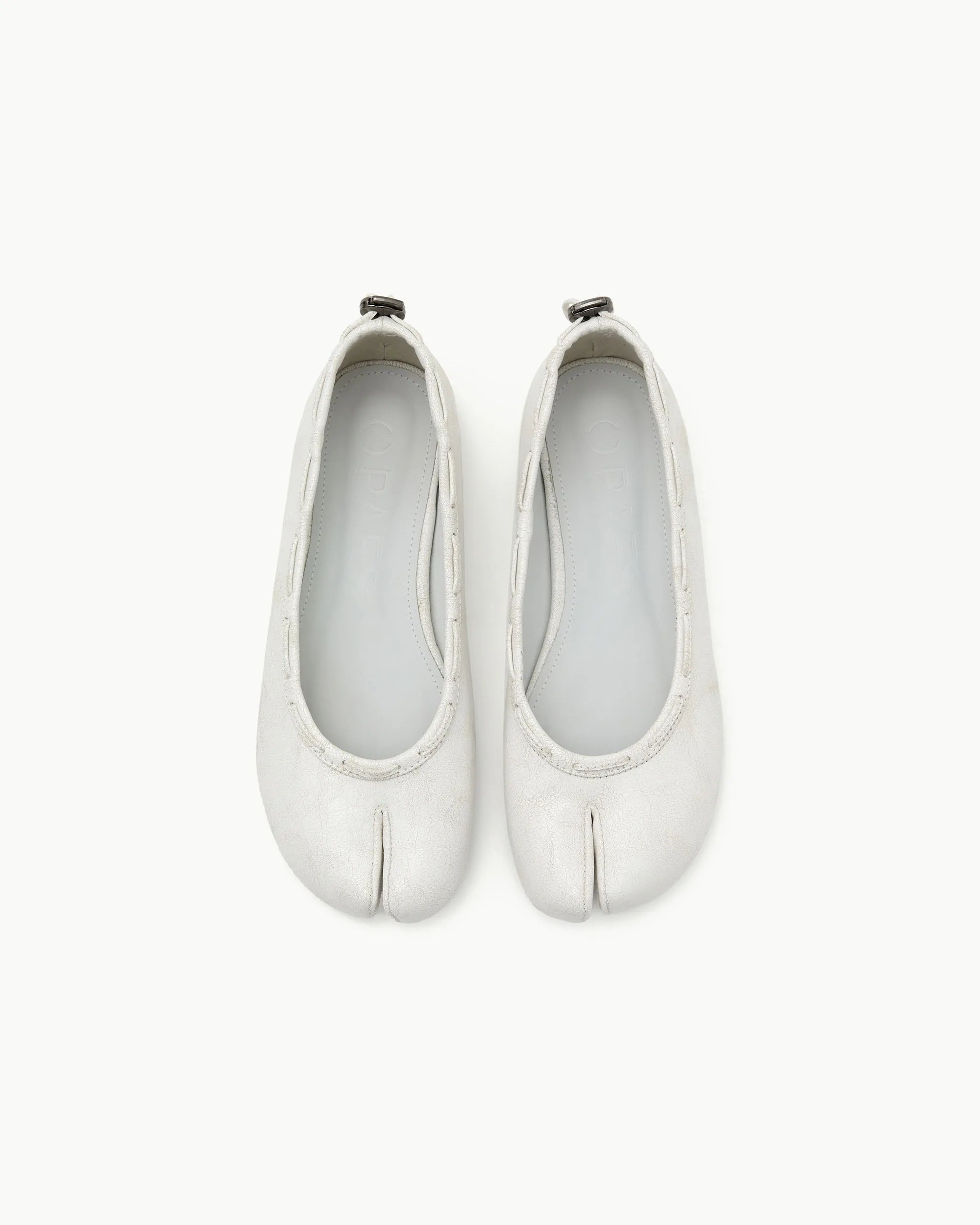 Top view PAES leather string flat vintage white lightweight flats