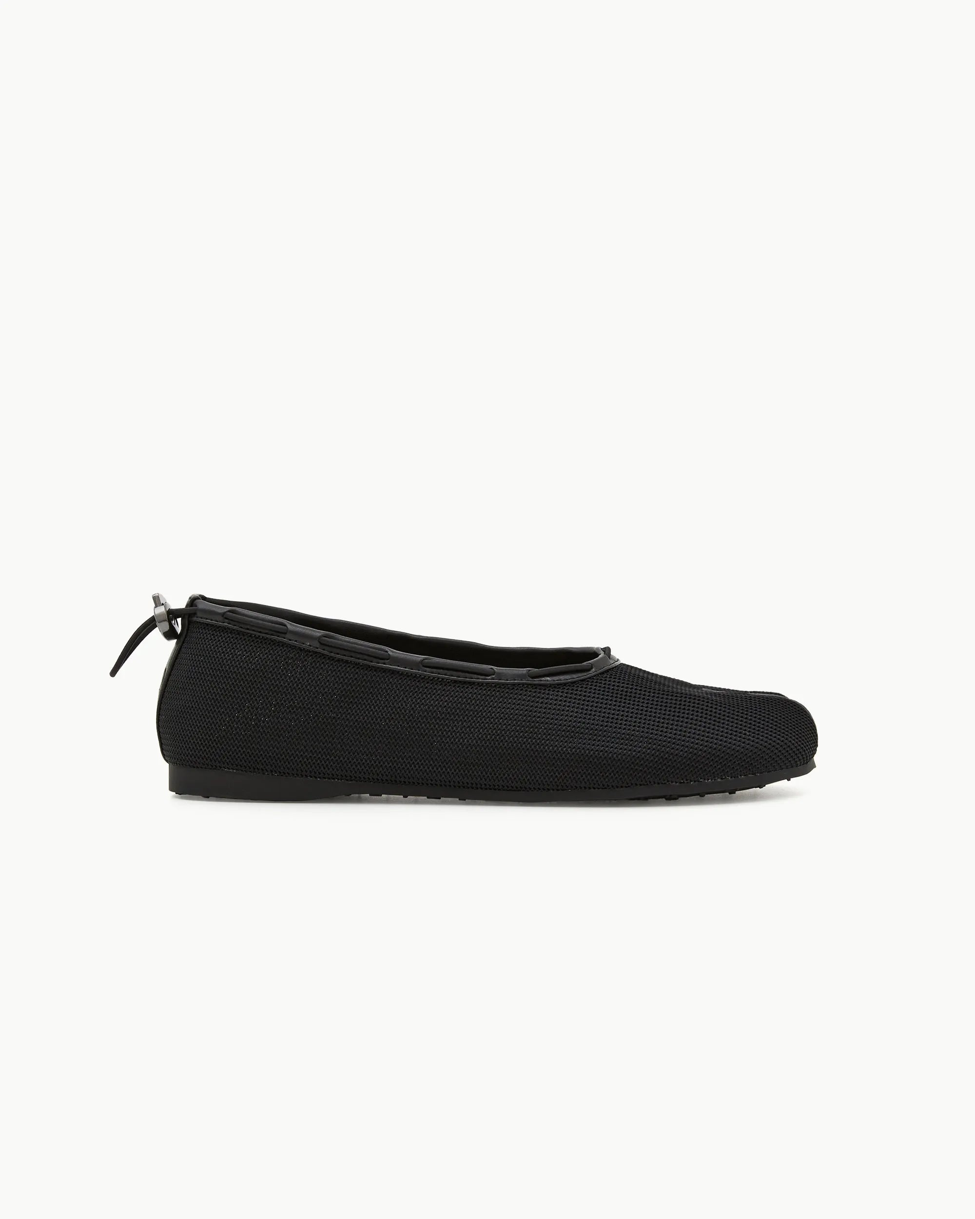 Side view PAES mesh air string flat black lightweight tabi shoes