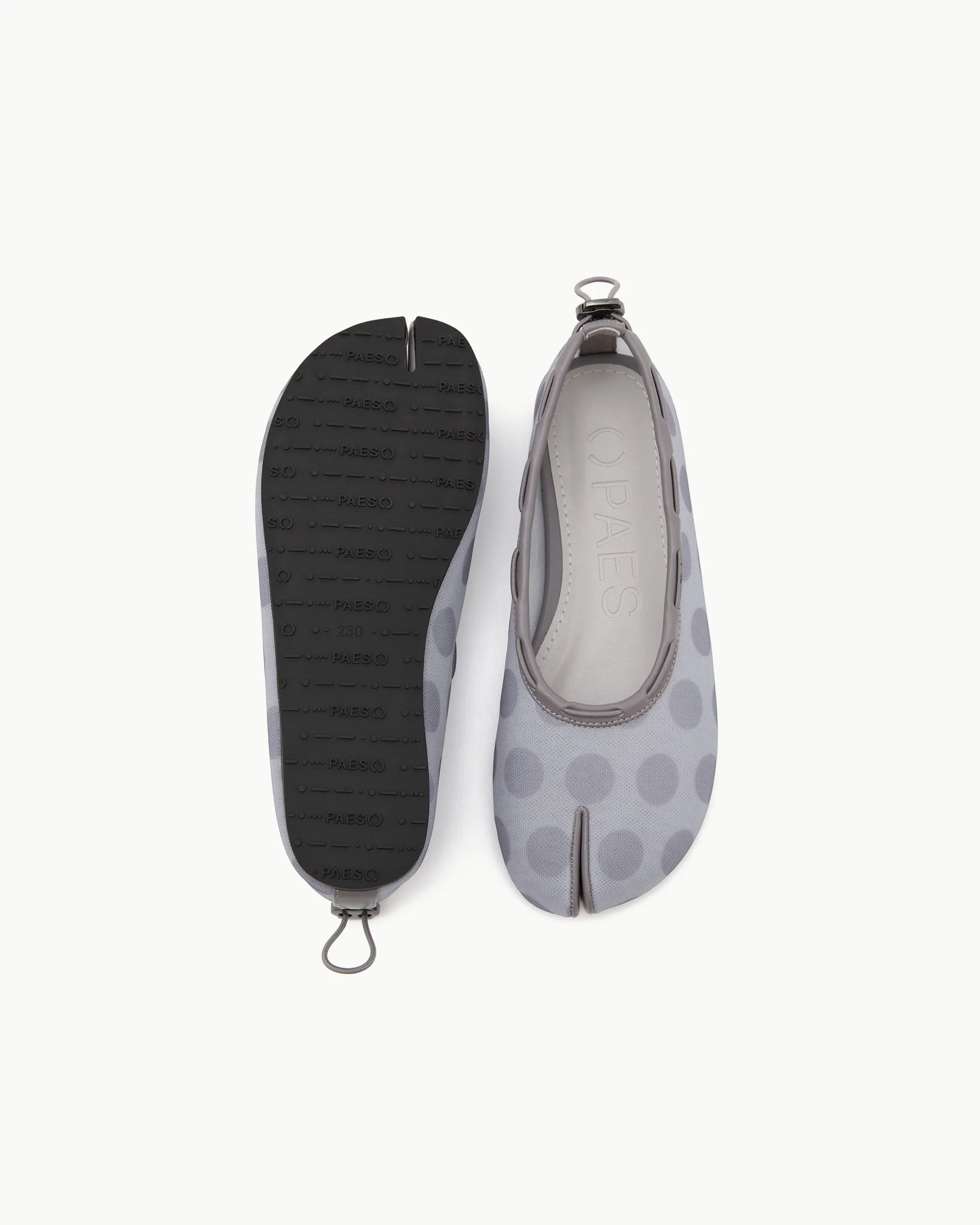 PAES mesh air string flat dot gray outsole and pair view tabi shoes