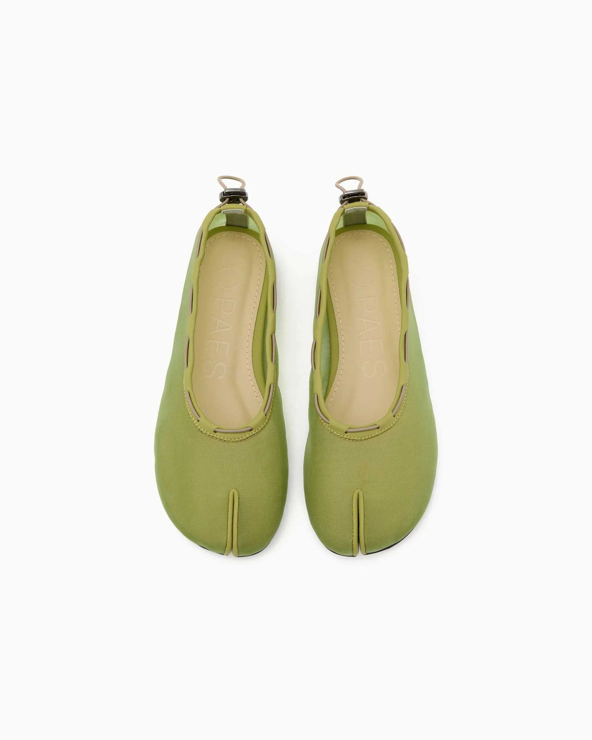 Top view PAES mesh air string flat lime breathable minimal design