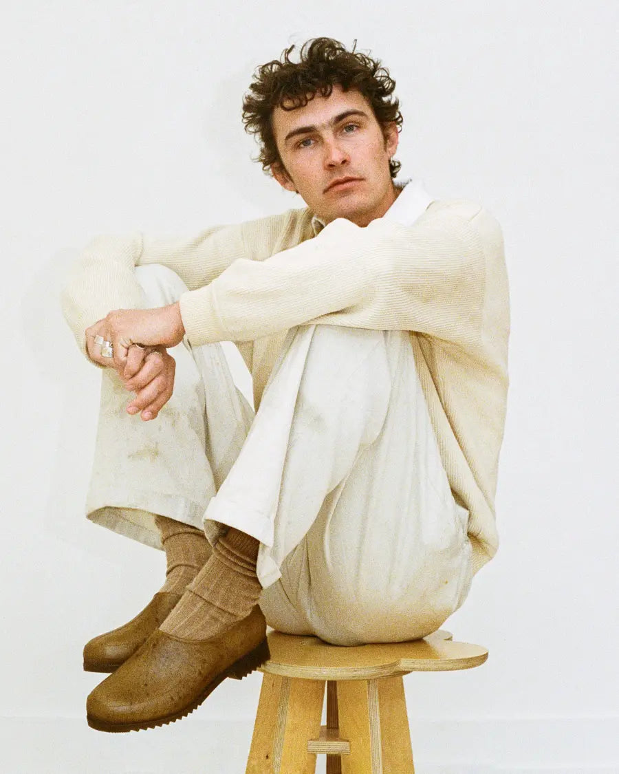 Lifestyle look featuring Plasticana Gardana Chanvre Ecru clogs for men