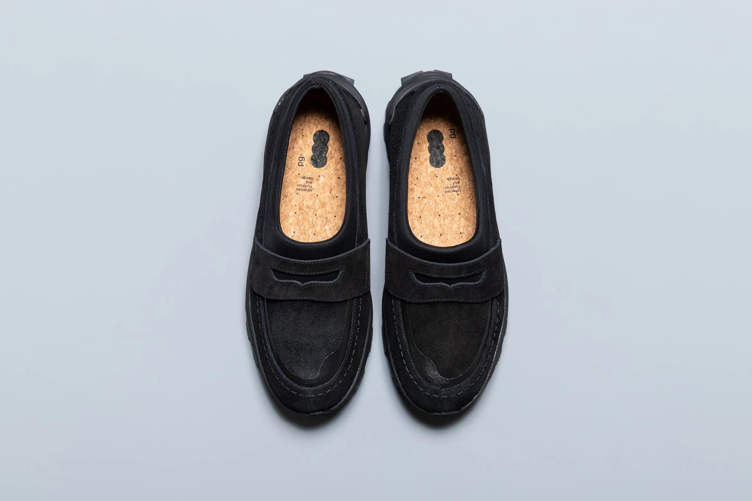 Top view of PLAYGROUND PG DISH Black loafers