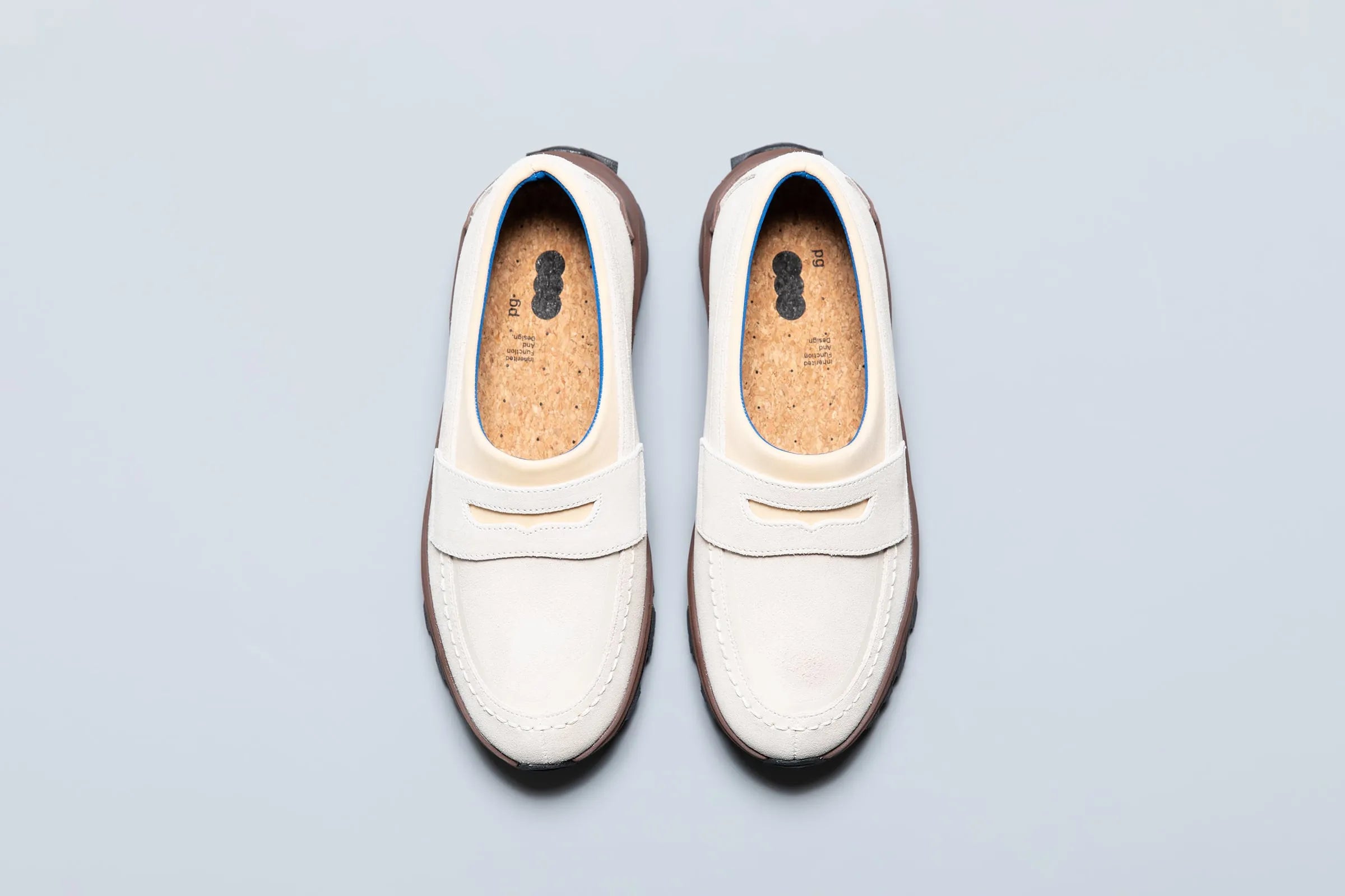 Top view of PLAYGROUND PG DISH Off White loafers
