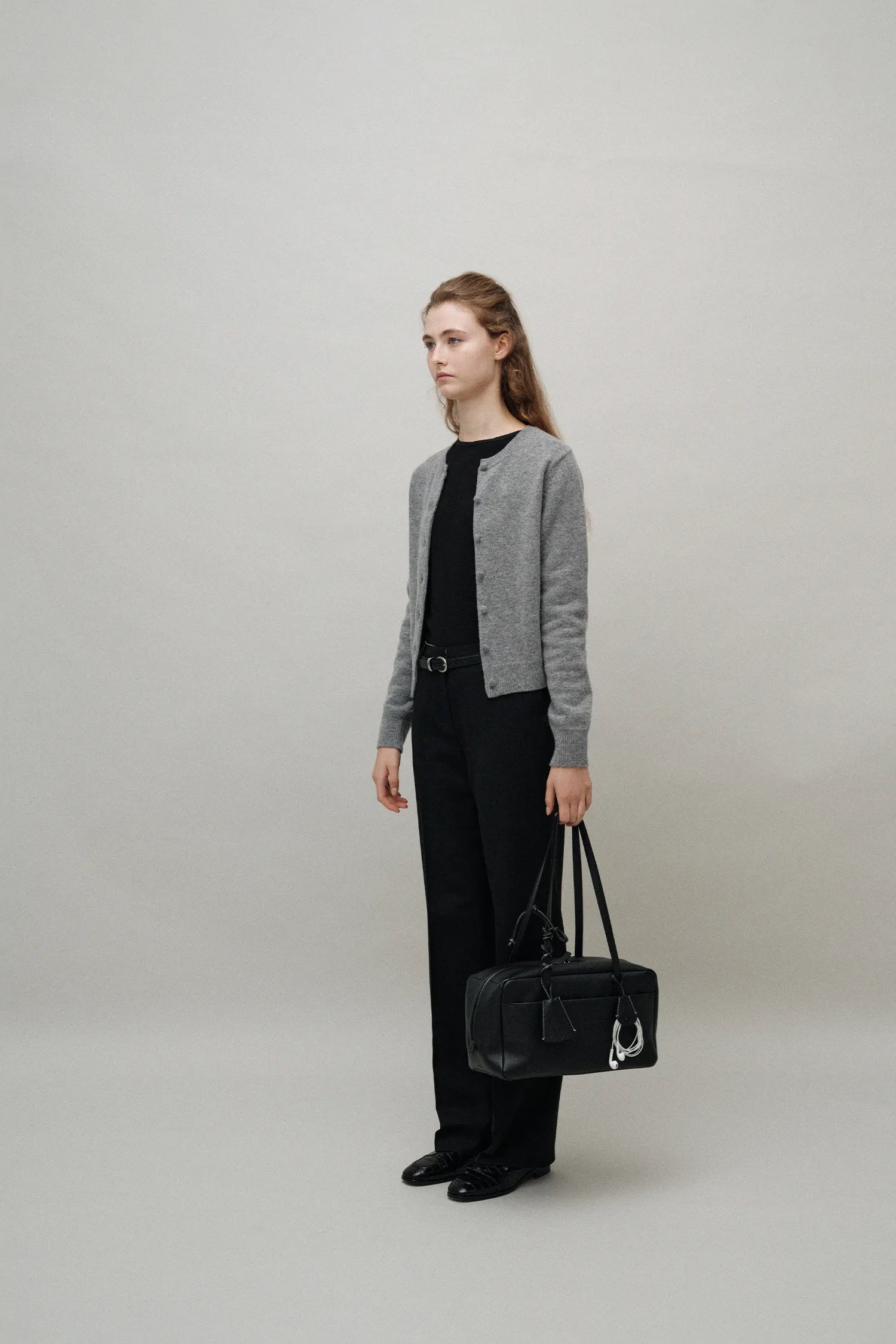 Pocket Shoulder Bag Black styled on model