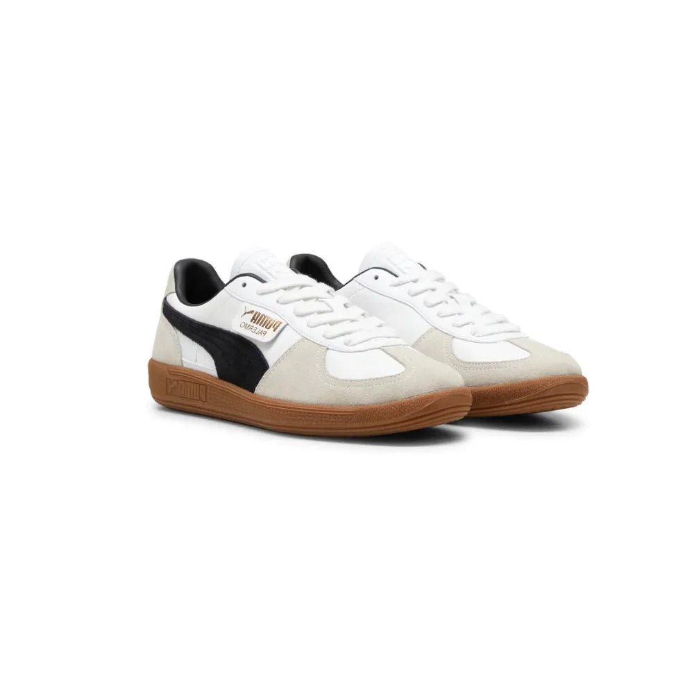 PUMA Palermo LTH in White, Vapor Gray and Gum front angle view