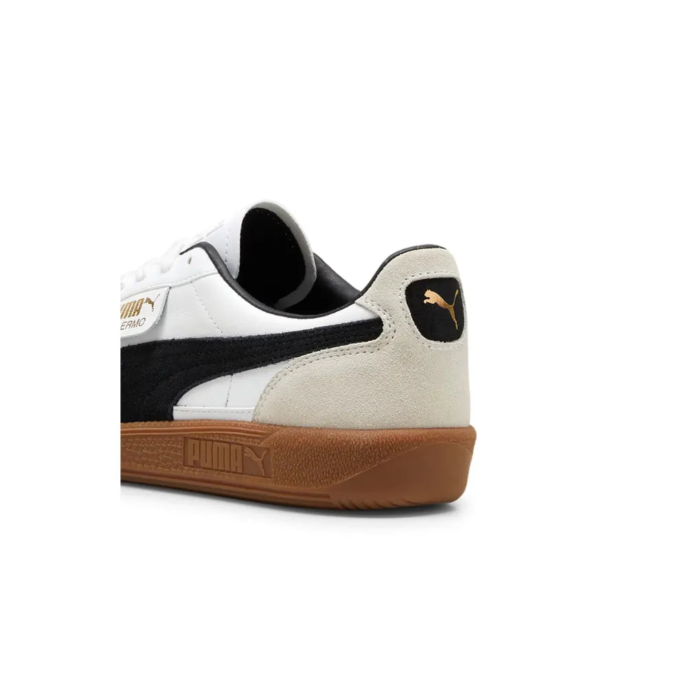 PUMA Palermo LTH in White, Vapor Gray and Gum heel detail view