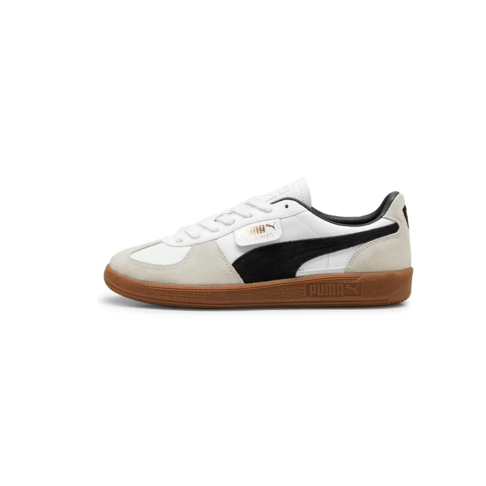 PUMA Palermo LTH in White, Vapor Gray and Gum opposite side profile view