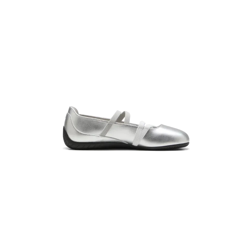 Side view of PUMA Speedcat Ballet in Metallic Silver White