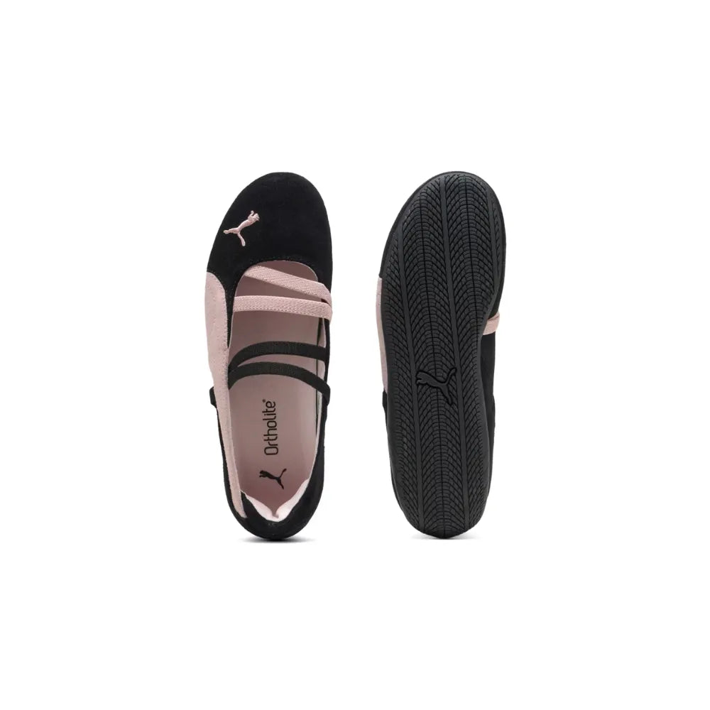 PUMA Speedcat Ballet Suede in Black and Mauve Mist top and outsole view