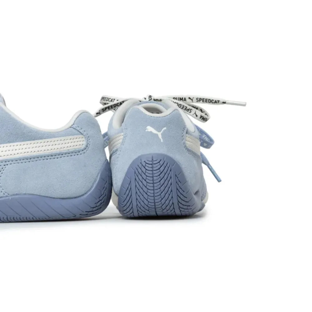 Heel view of PUMA Speedcat Duo Lace in Snow Mountain Blue