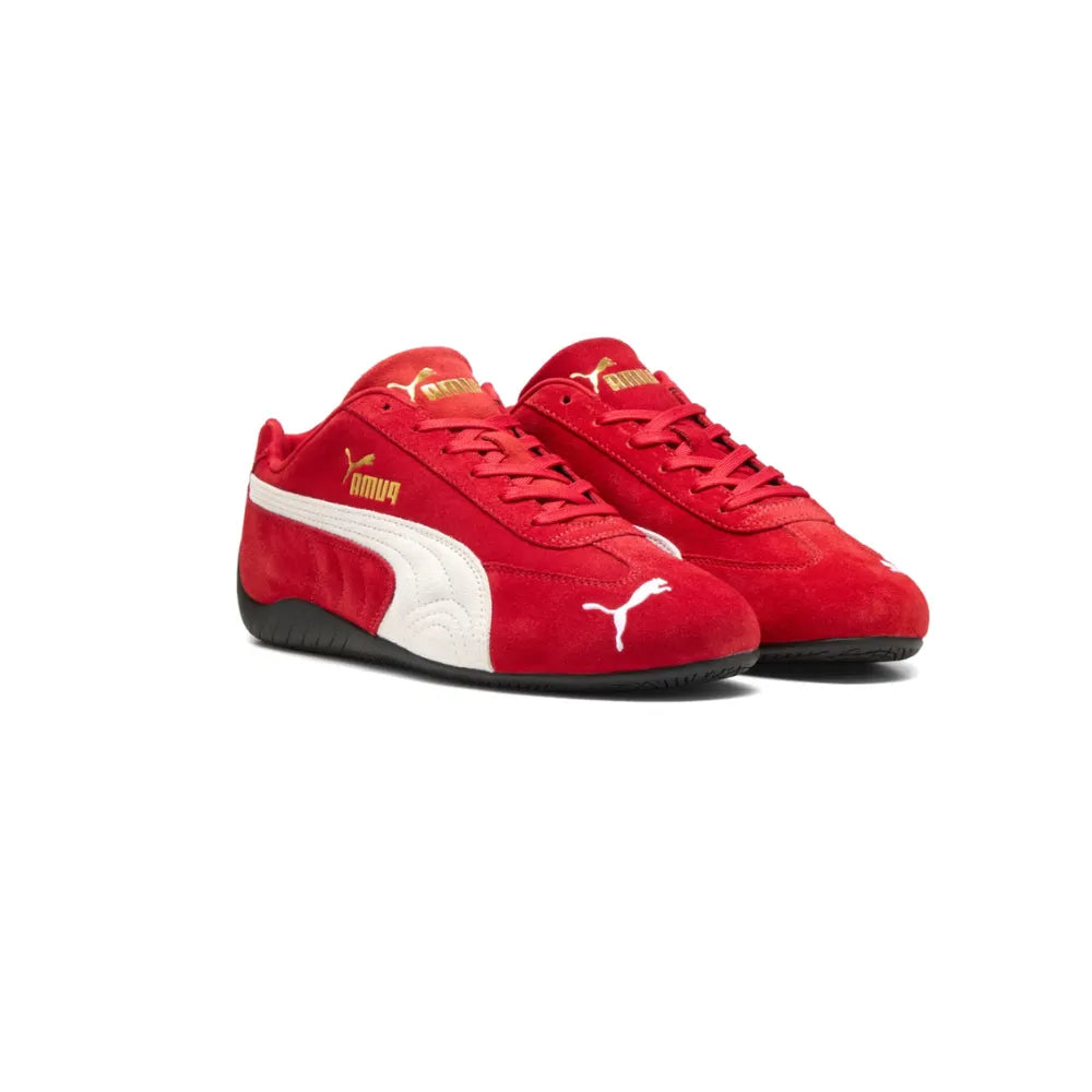 PUMA Speedcat Go Shoes in Red and PUMA White front angle view