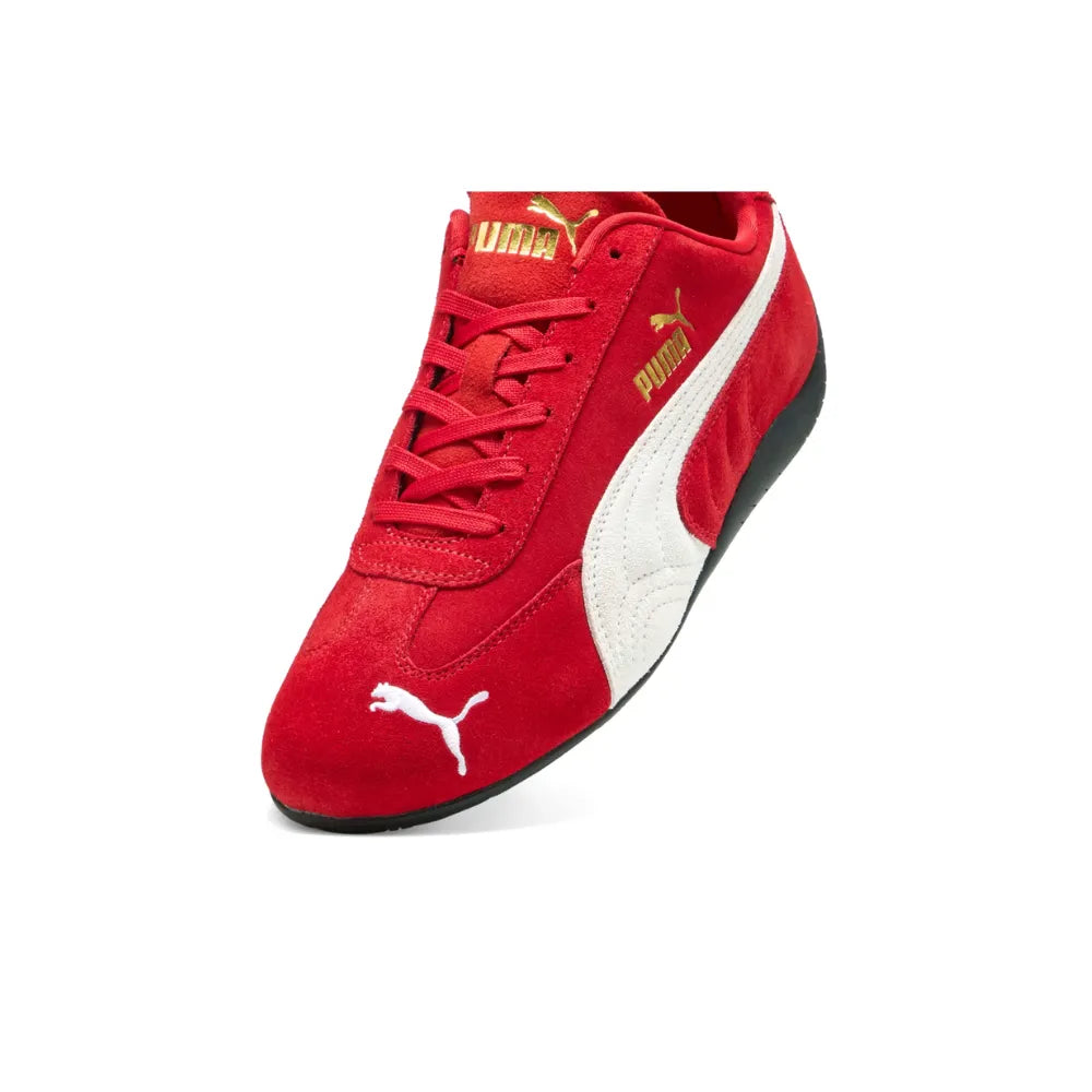 PUMA Speedcat Go Shoes in Red and PUMA White angled detail view