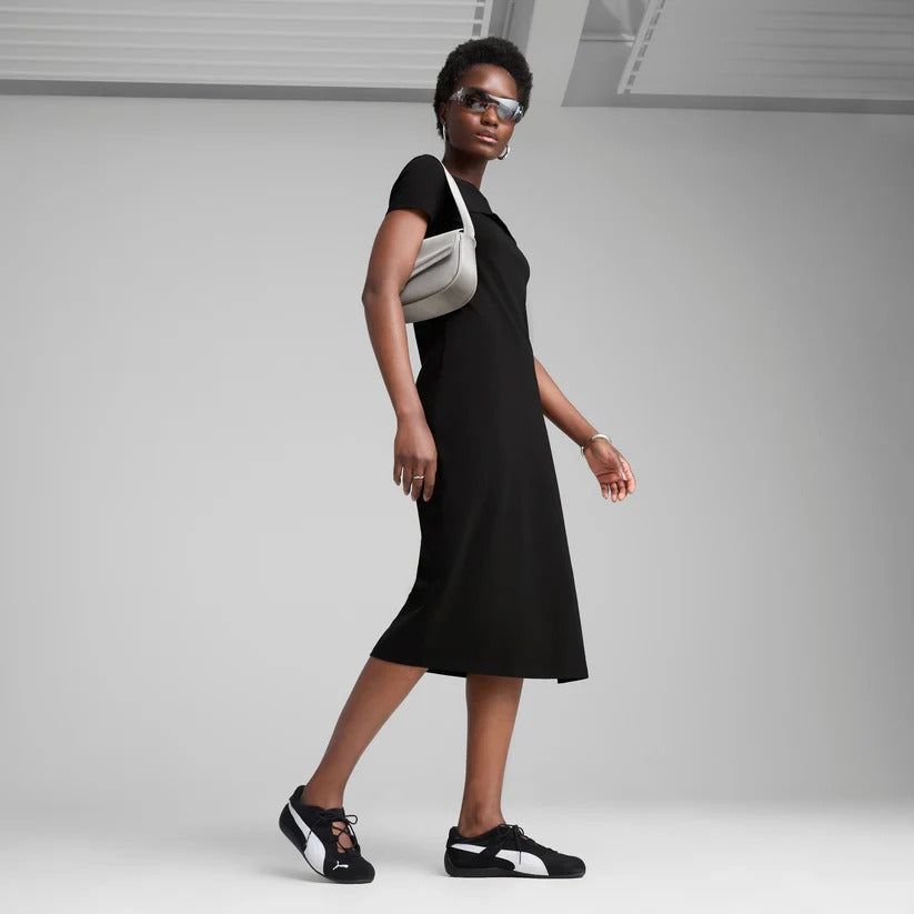 Model wearing PUMA Speedcat Go Wns PUMA Black PUMA White