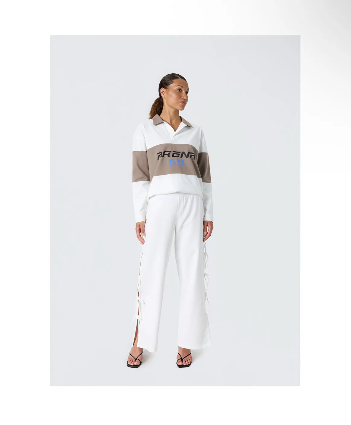 Model wearing RESUME MioRS Polo Blouse White