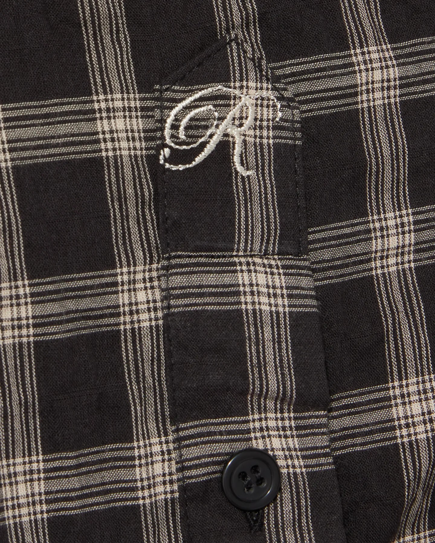Check pattern fabric detail of RONNING Everyday Shirt in Black Check
