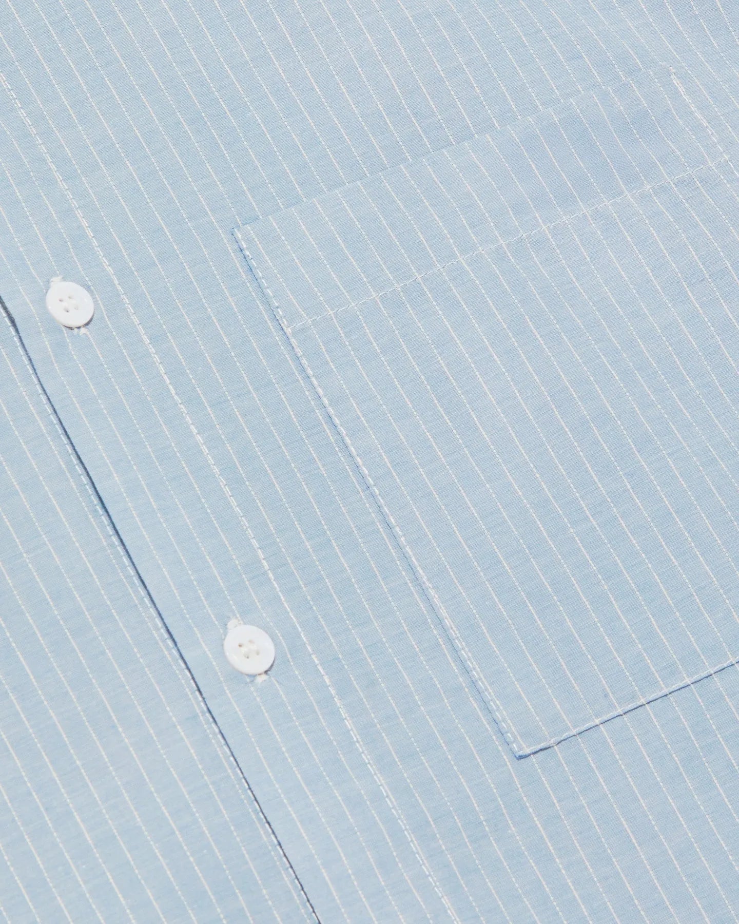 Fabric detail of RONNING Everyday Shirt in Blue Stripe