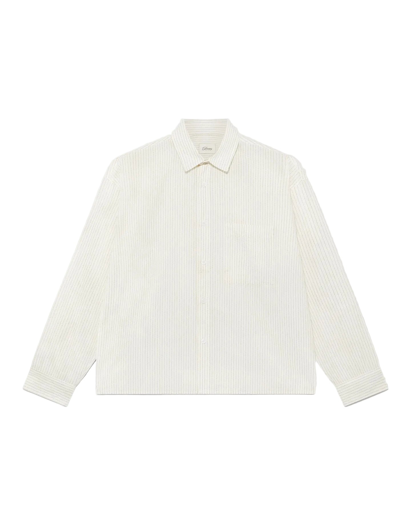 RONNING Everyday Shirt in Cream Stripe front view