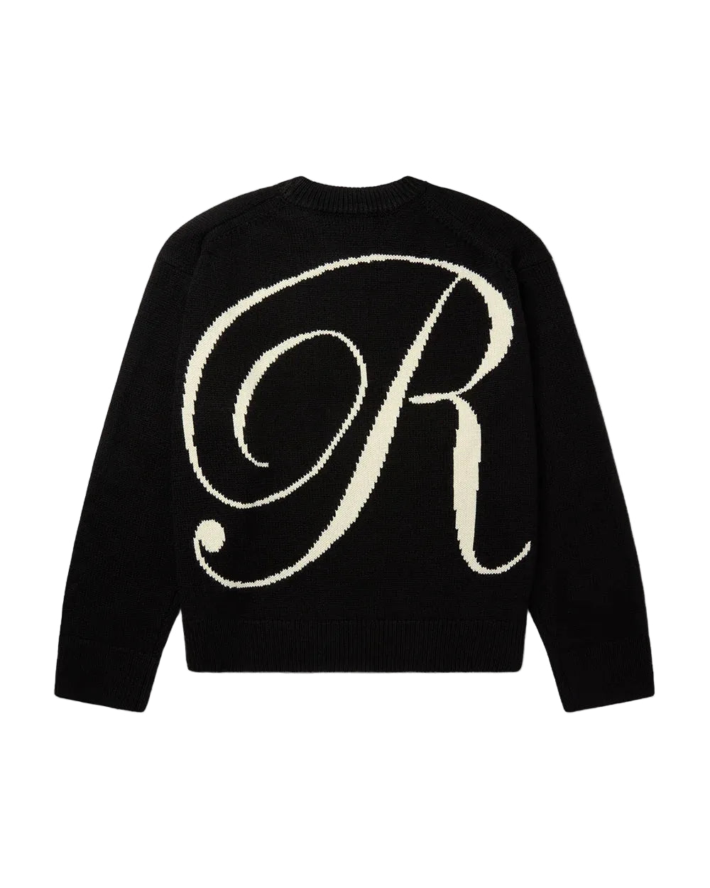 RONNING R Knit Sweater in Black with back graphic