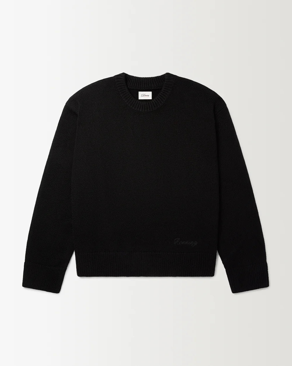 RONNING R Knit Sweater in Black front view