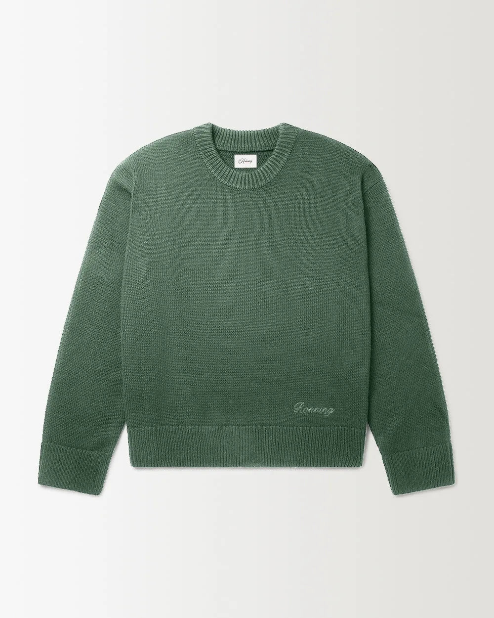 RONNING R Knit Sweater in Green front view